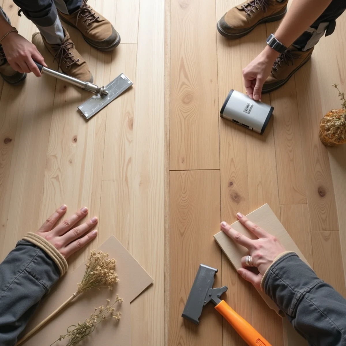 side by side comparison illustrating flooring installation cost Huntsville AL