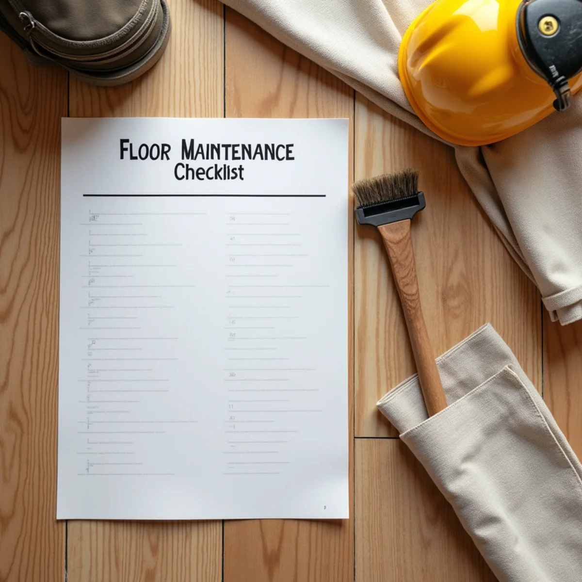 overview scene illustrating floor maintenance checklist