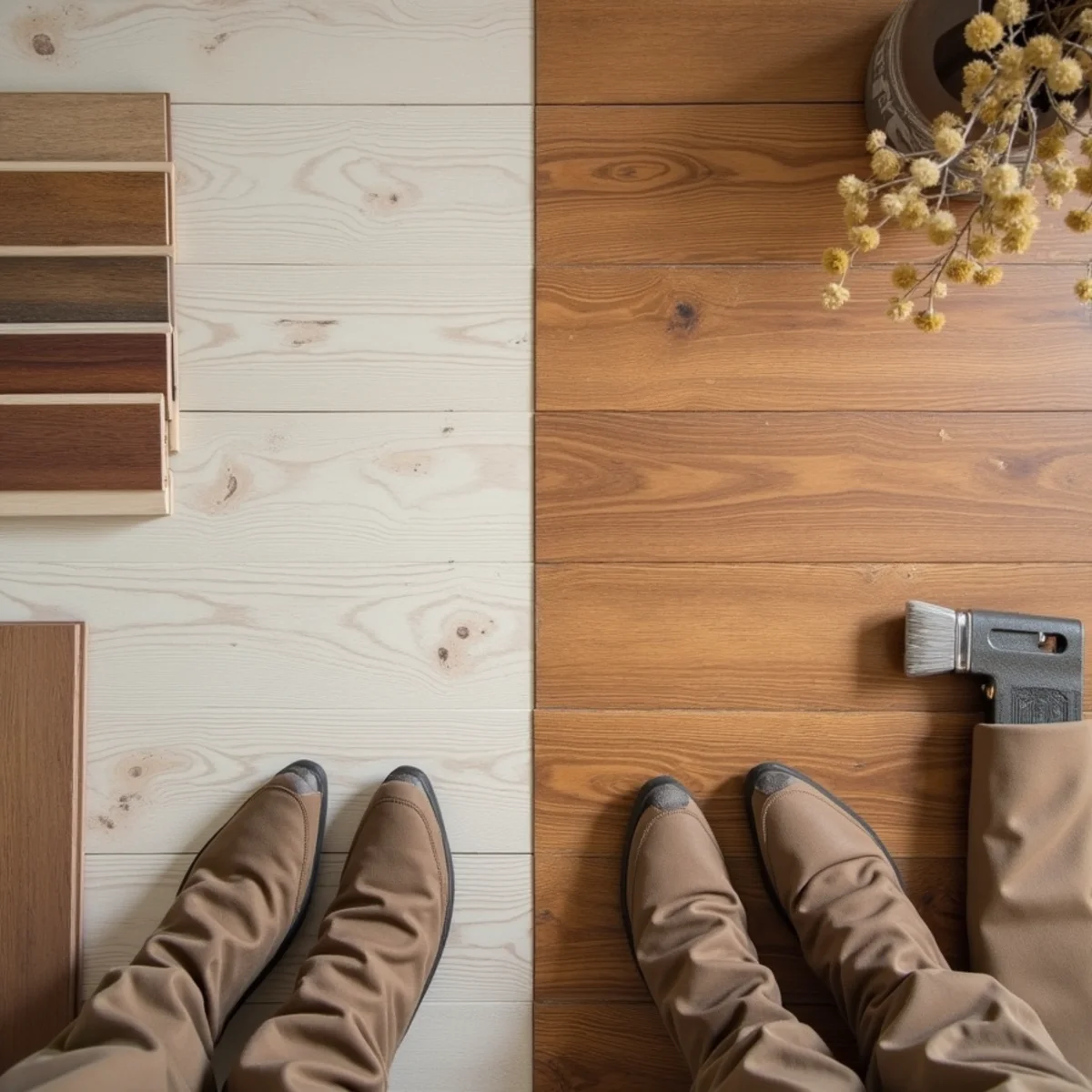 side by side comparison illustrating hardwood refinishing cost Huntsville