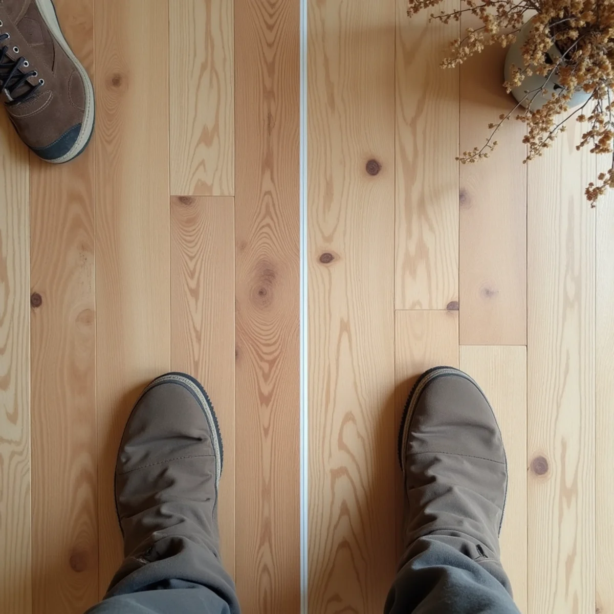 side by side comparison illustrating storm damage flooring repair Alabama
