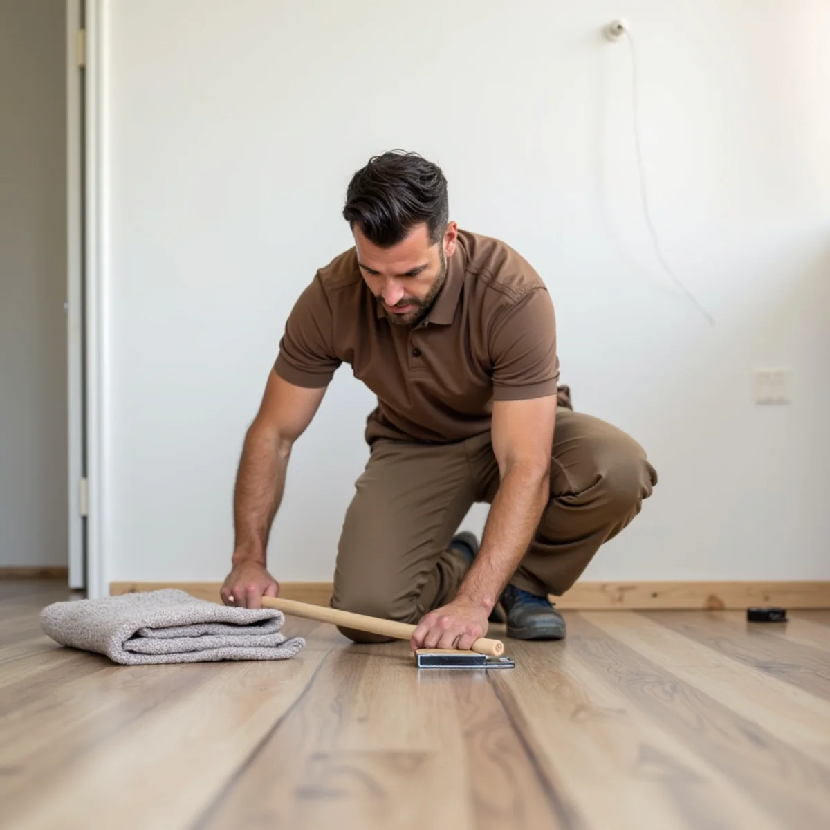 planks being set during carpet installation in Huntsville, AL
