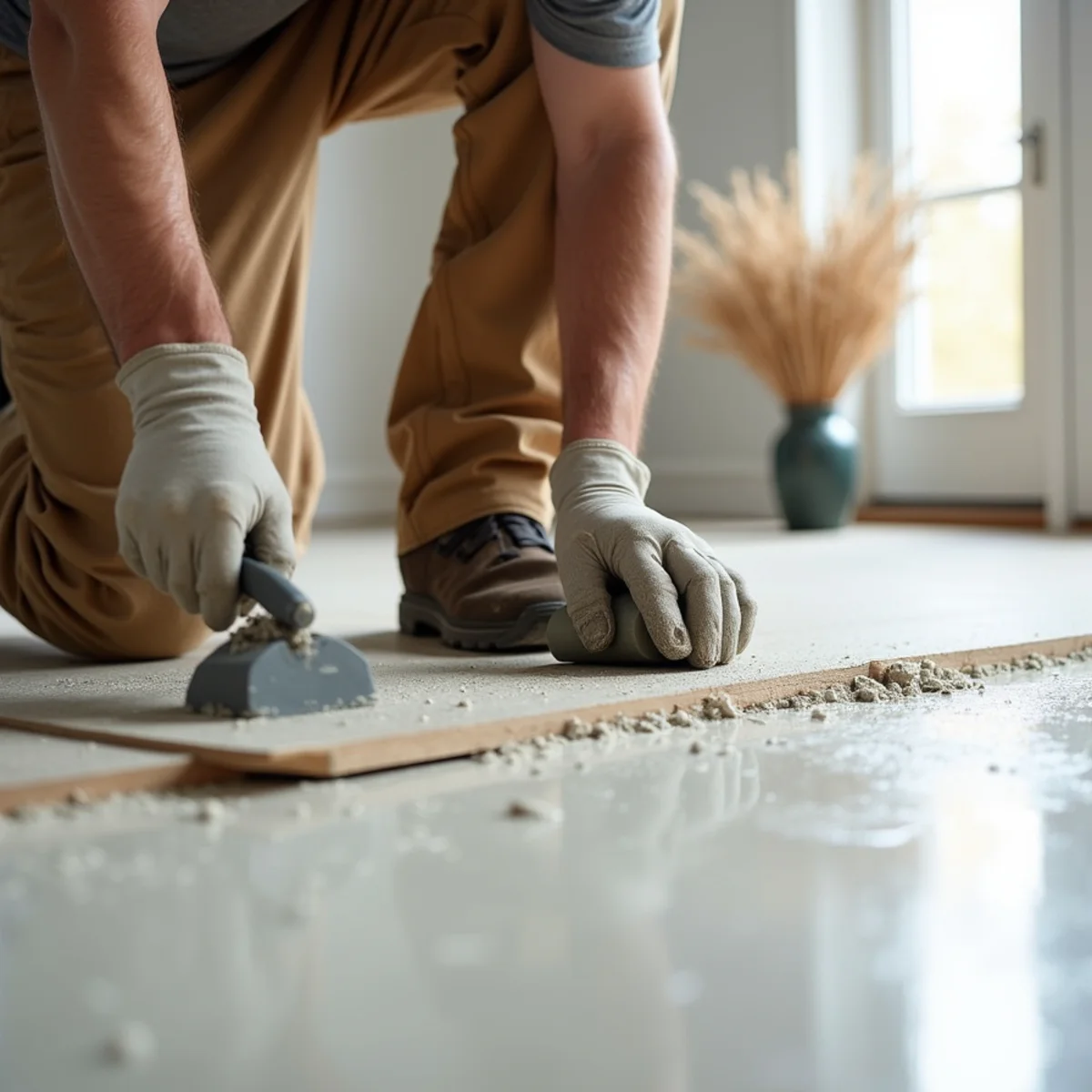 subfloor prep and leveling during carpet installation in Huntsville, AL