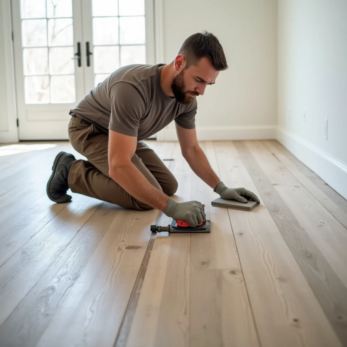 planks being set during commercial flooring installation in Huntsville, AL