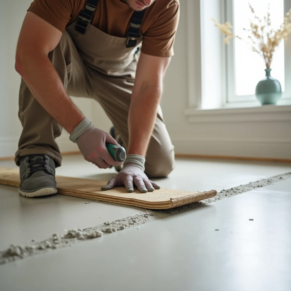 subfloor prep and leveling during commercial flooring installation in Huntsville, AL
