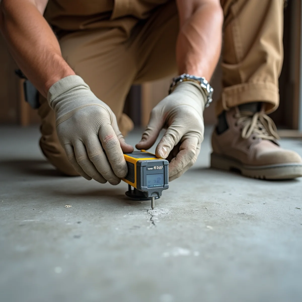 subfloor moisture reading during fast flooring installation in Huntsville, AL
