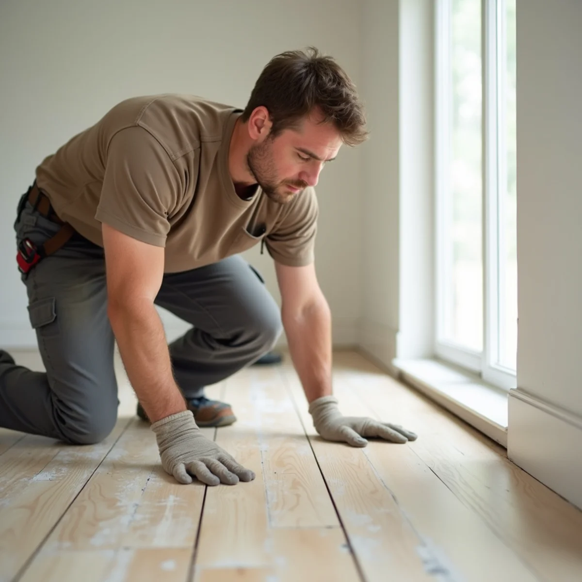 Fast flooring installation underway in a Huntsville, AL home