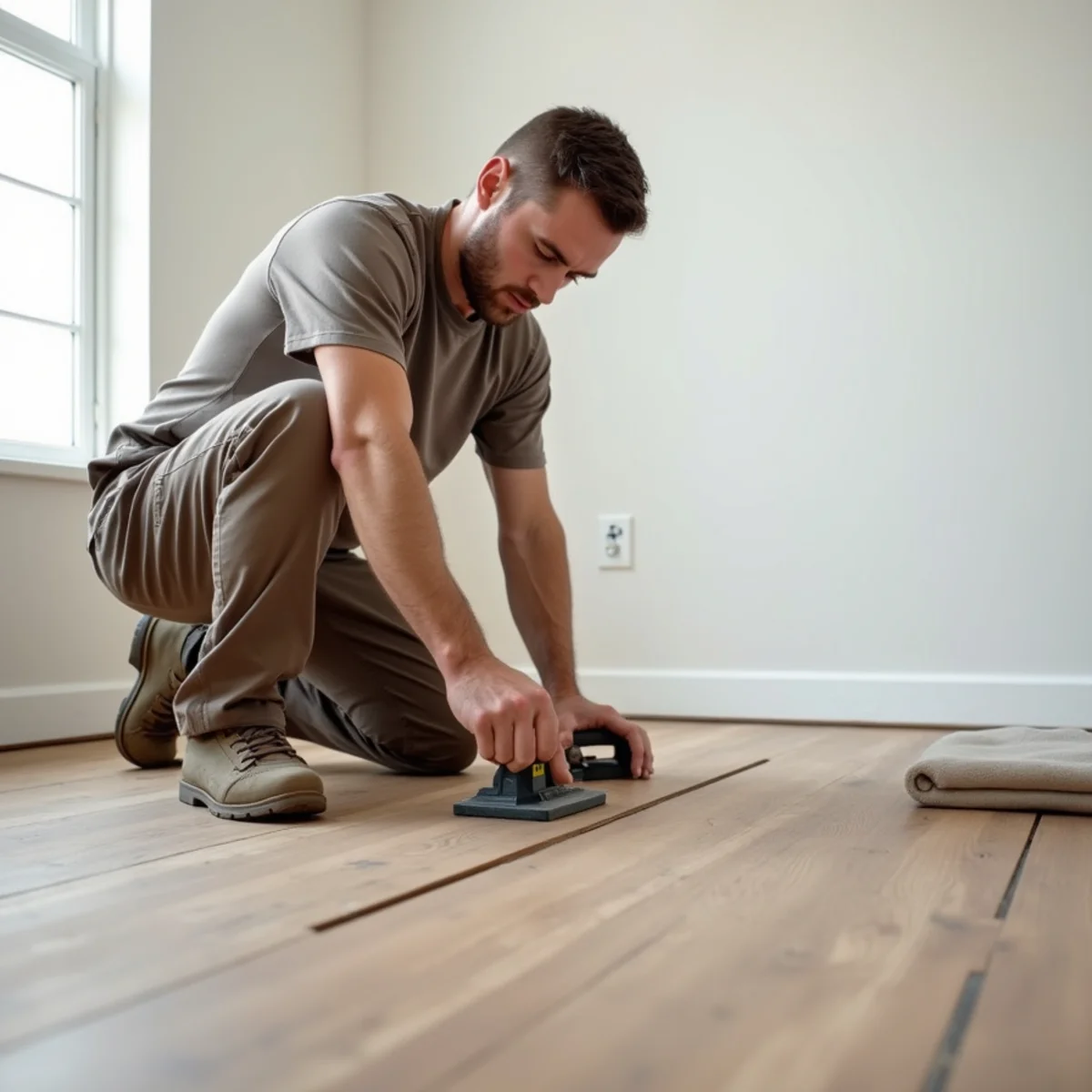 planks being set during flooring installation in Huntsville, AL