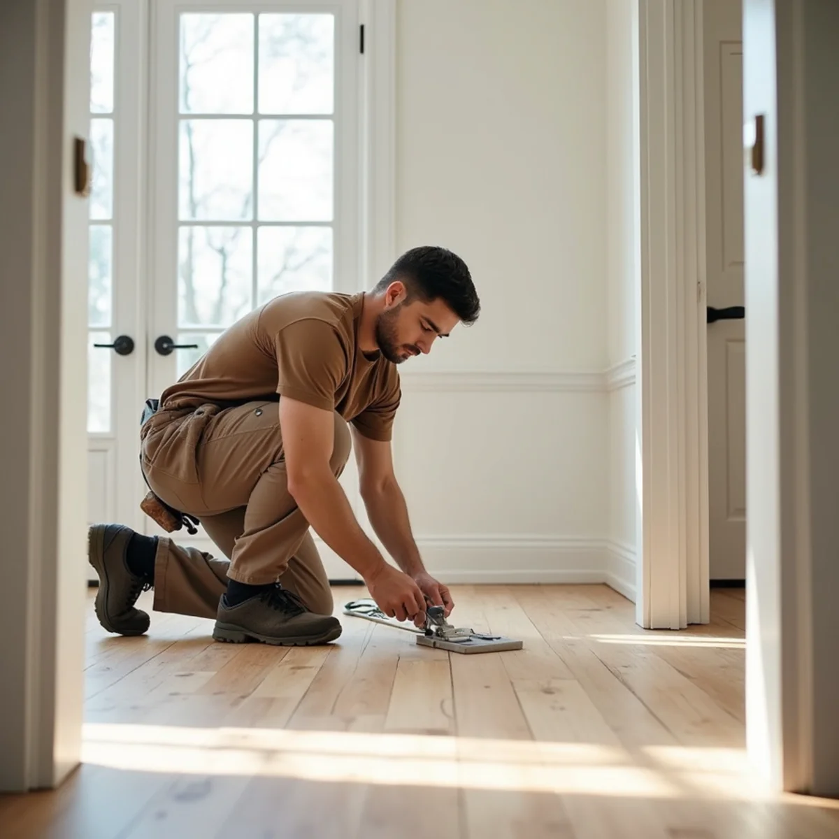 Flooring installation underway in a Huntsville, AL home