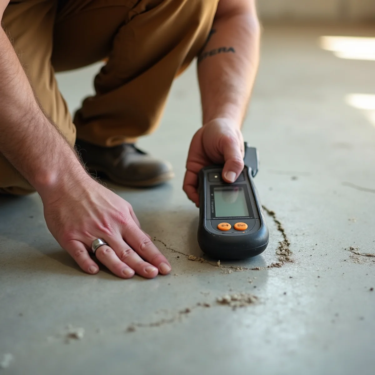subfloor moisture reading during hardwood flooring installation in Huntsville, AL
