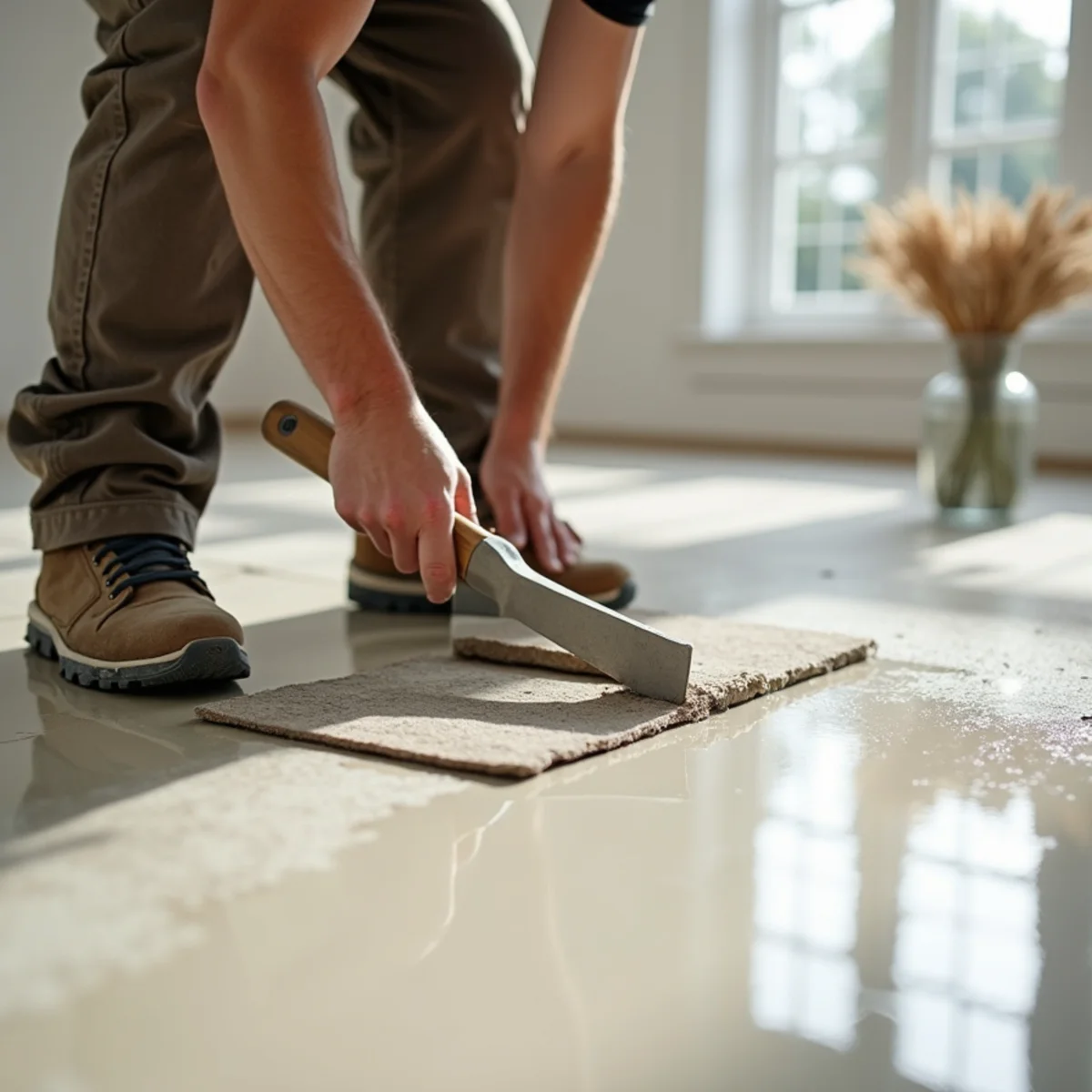 subfloor prep and leveling during hardwood floor refinishing in Huntsville, AL