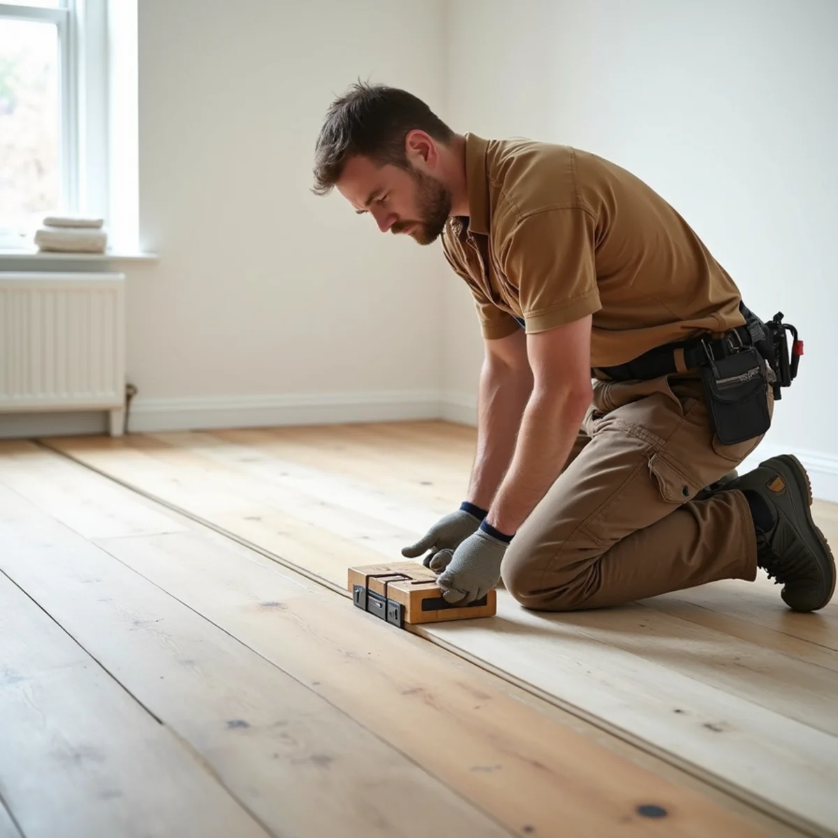 planks being set during laminate flooring installation in Huntsville, AL