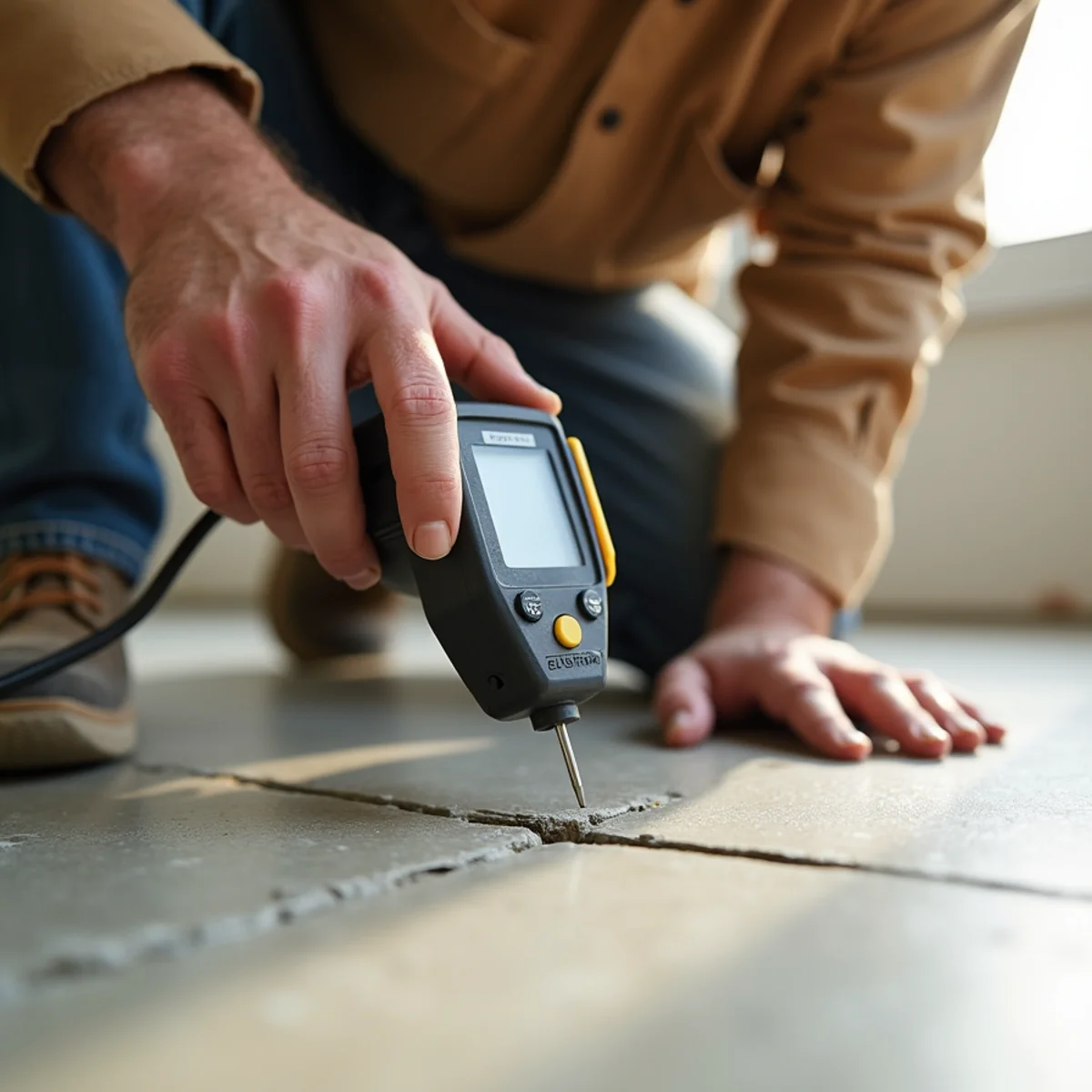 subfloor moisture reading during laminate flooring installation in Huntsville, AL