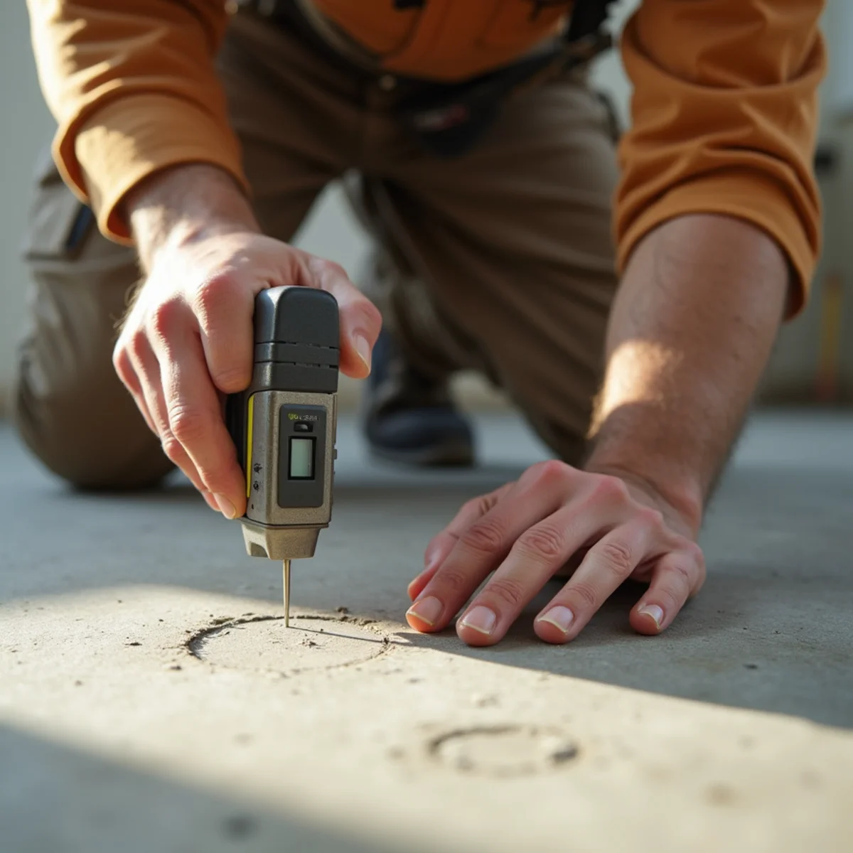 subfloor moisture reading during luxury vinyl plank installation in Huntsville, AL