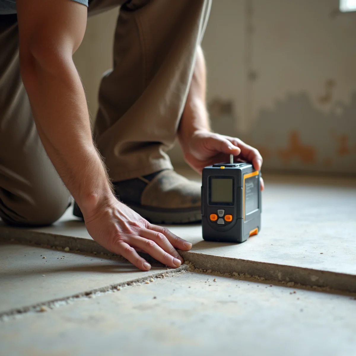 subfloor moisture reading during rental property flooring in Huntsville, AL