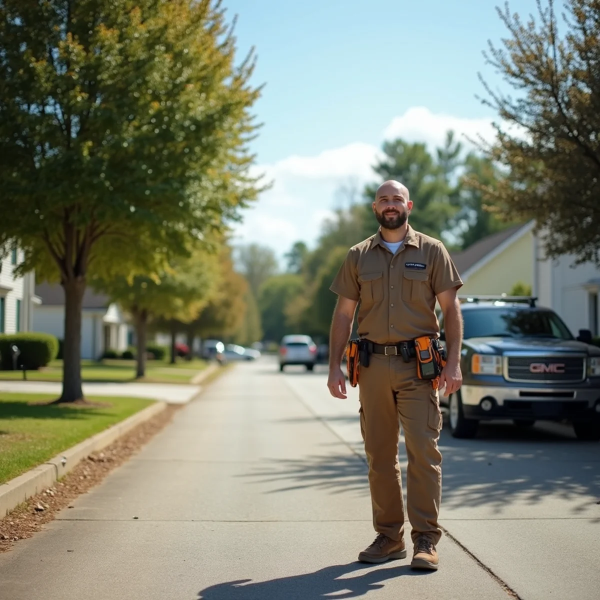 Residential street of homes in Madison County, AL