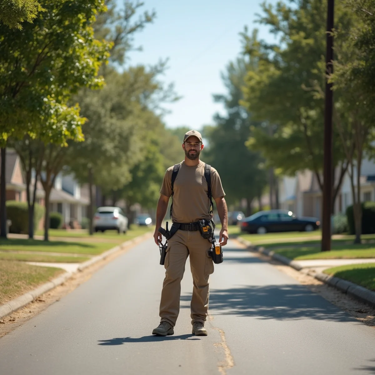 Residential street of homes in Marshall County, AL