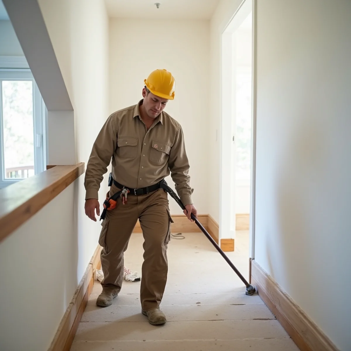 Stair flooring installation underway in a Huntsville, AL home