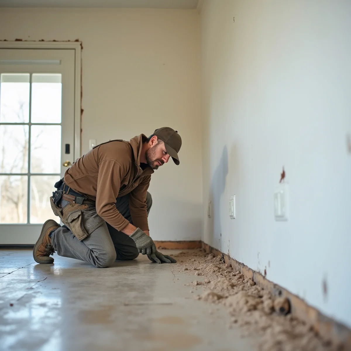 Subfloor repair and leveling underway in a Huntsville, AL home